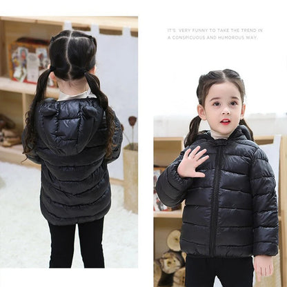 Adorable Kids' Hooded Down Jackets – Lightweight, Warm, and Dino-Fun