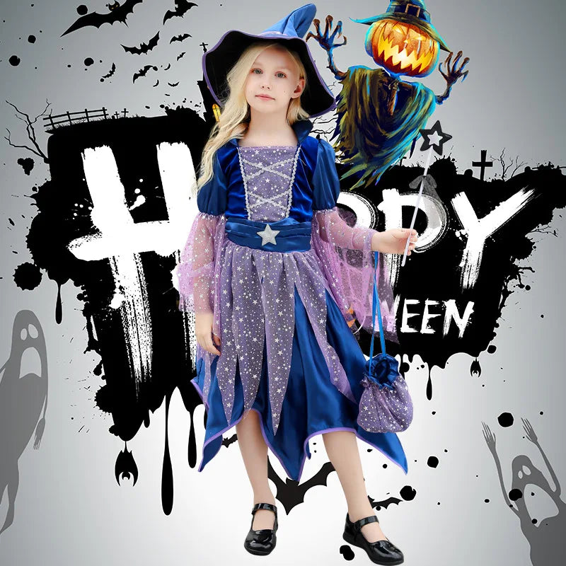 Girls Witch Dress Up Costume – Halloween Party Suit