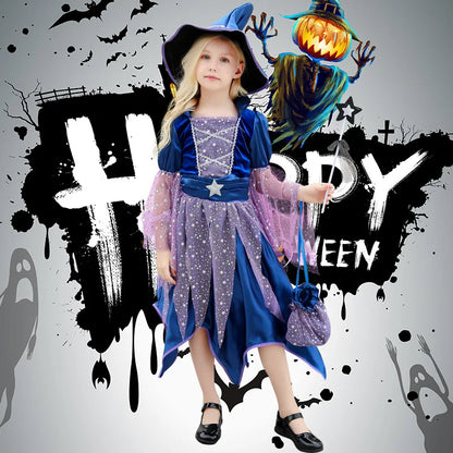 Girls Witch Dress Up Costume – Halloween Party Suit