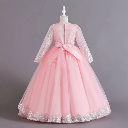 Girls Evening Dress – Lace Embroidered Party Gownn