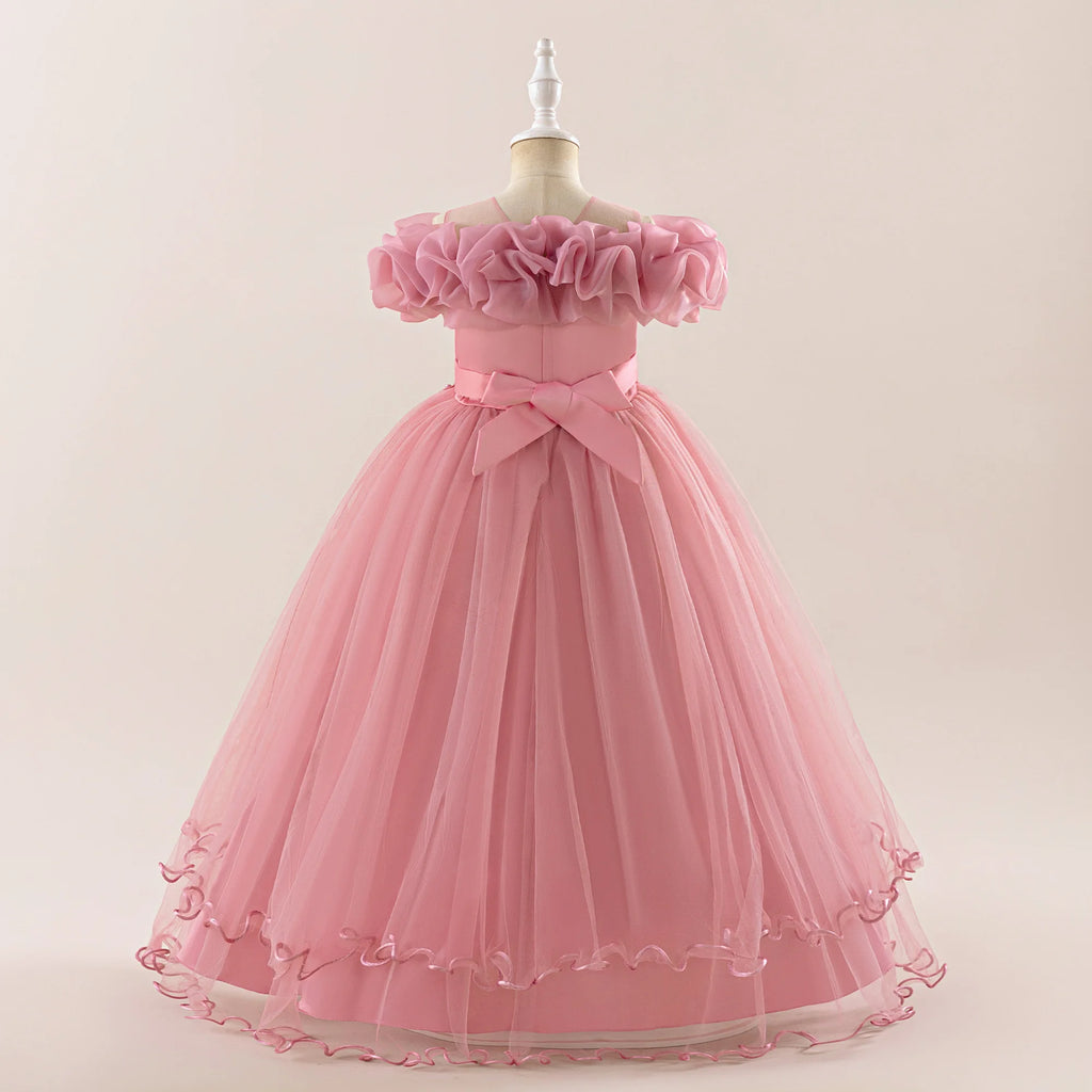 Prom & Party Dress – Girls Floral Mesh Gown