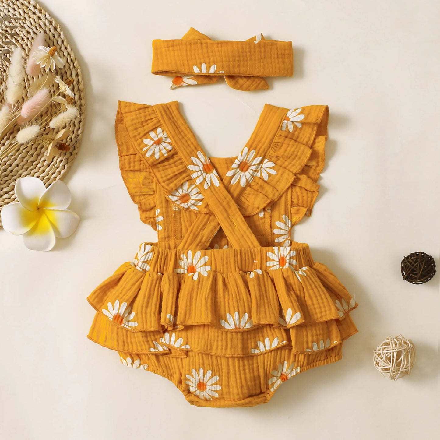 Cute Sunflower Baby Romper for Summer