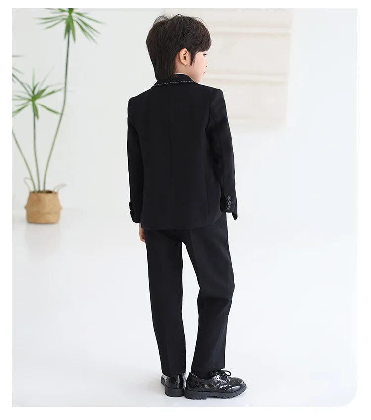 Boys’ Complete 5-Piece Dress Set – Wedding, Piano & Host Costume