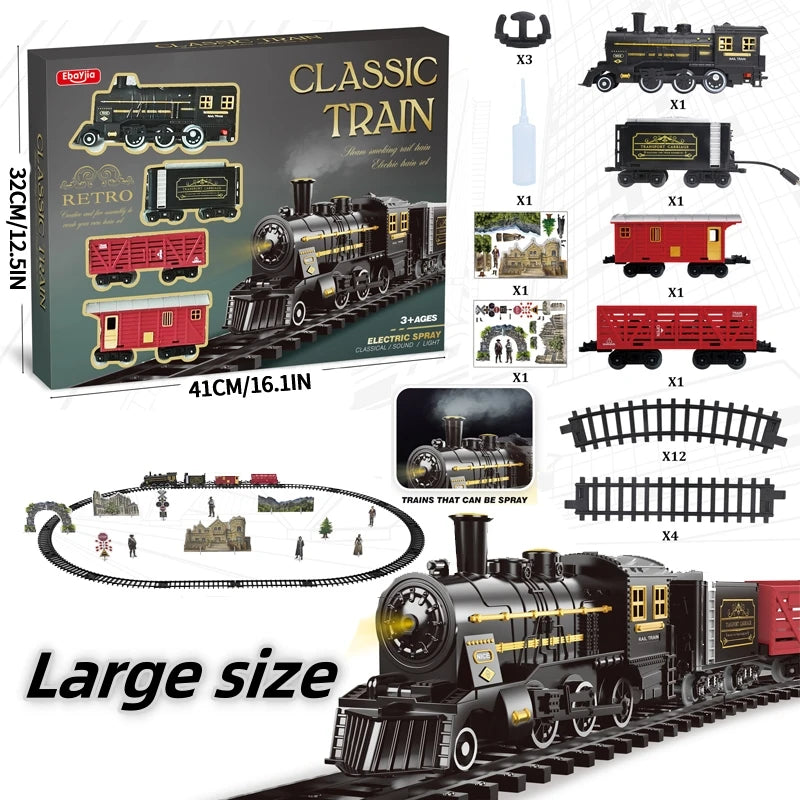 Kids Electric Steam Train Toy – High-Speed Rail Set with Parking Lot for Family Fun!