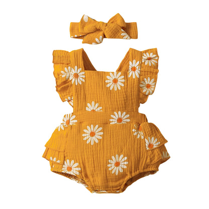 Cute Sunflower Baby Romper for Summer