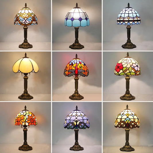 Table Lamp: E27 Stained Glass, Baroque Mediterranean Style for Bedroom & Nightstand