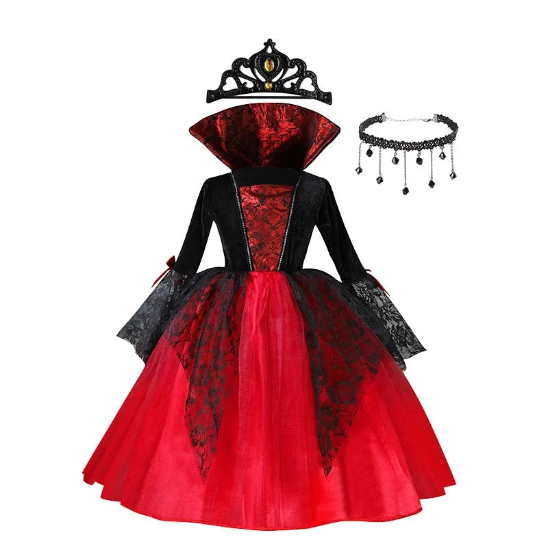 Halloween Girls Vampire Cosplay – Gothic Black Red Ghost Bride Outfit
