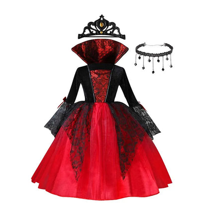 Halloween Girls Vampire Cosplay – Gothic Black Red Ghost Bride Outfit