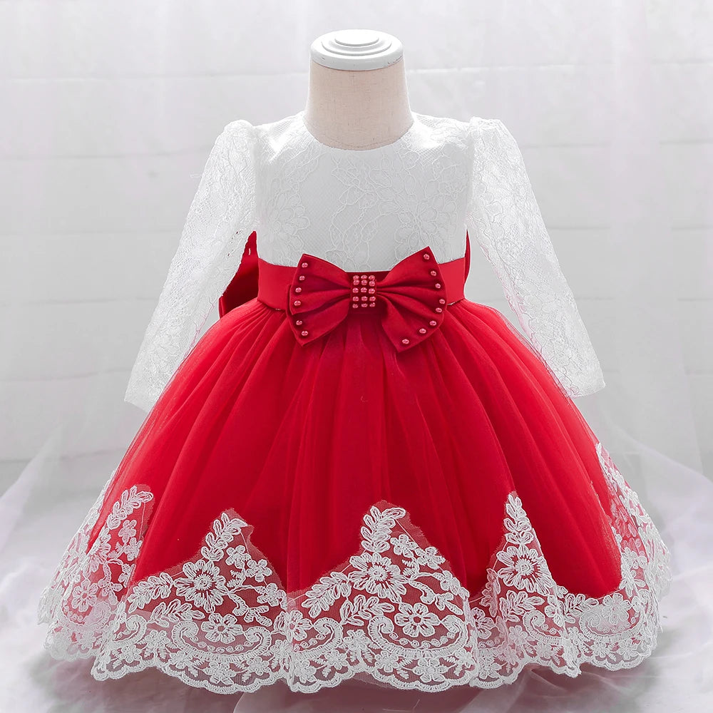 Baby Girl Princess Lace Party Dress with Bow