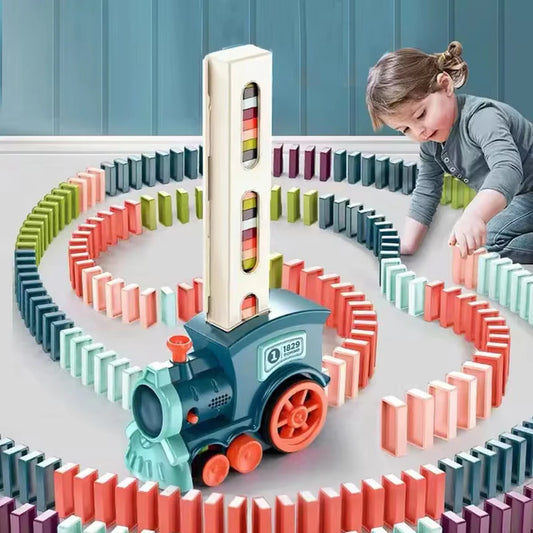 Automatic Domino Train – Colorful Building Fun for Kids