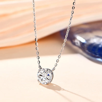 1CT Moissanite Pendant Necklace – Elegant 925 Silver Jewelry