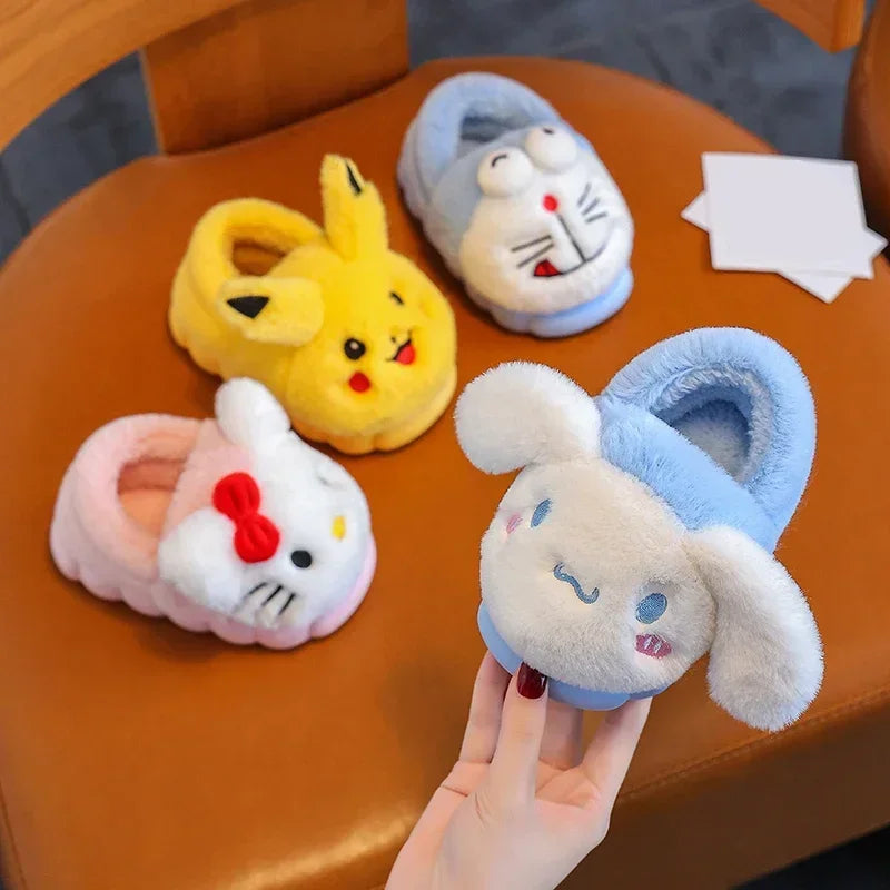 Cartoon Heel Cover Slippers – Winter Warm