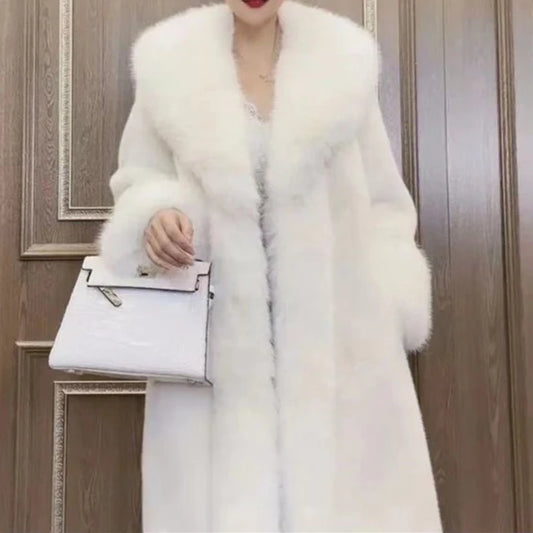 Elegant Faux Fur Long Coat: Warm & Chic