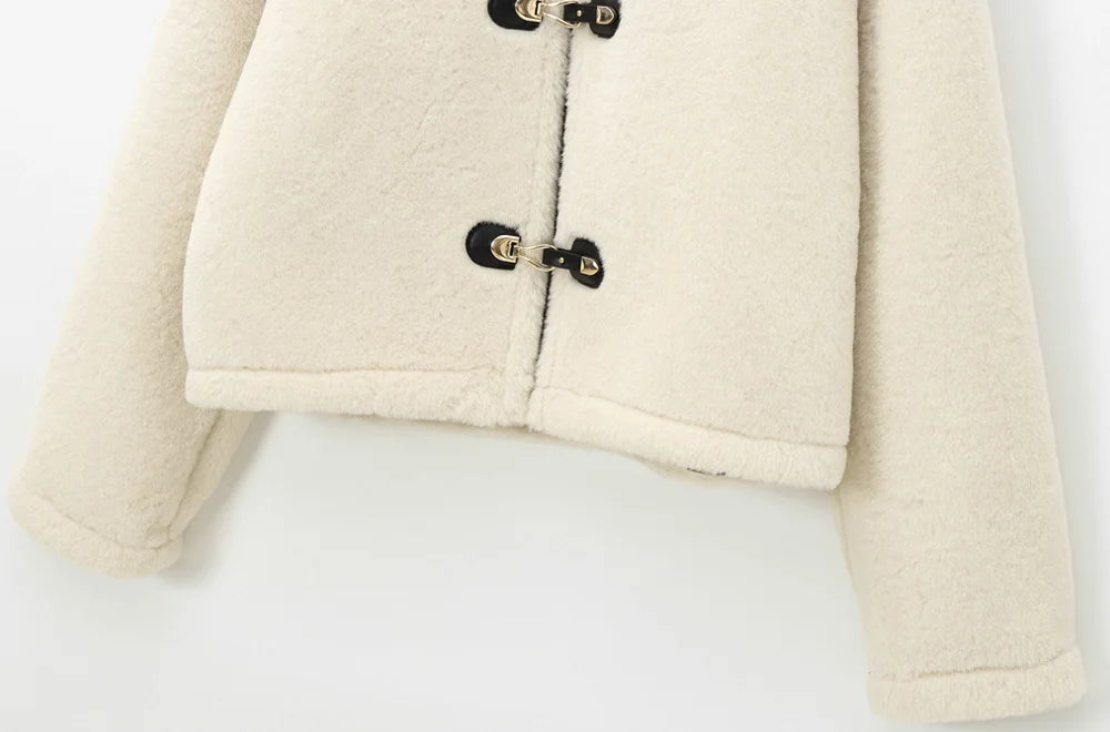 Elegant Faux Fur Outerwear – Long Sleeve Jacket