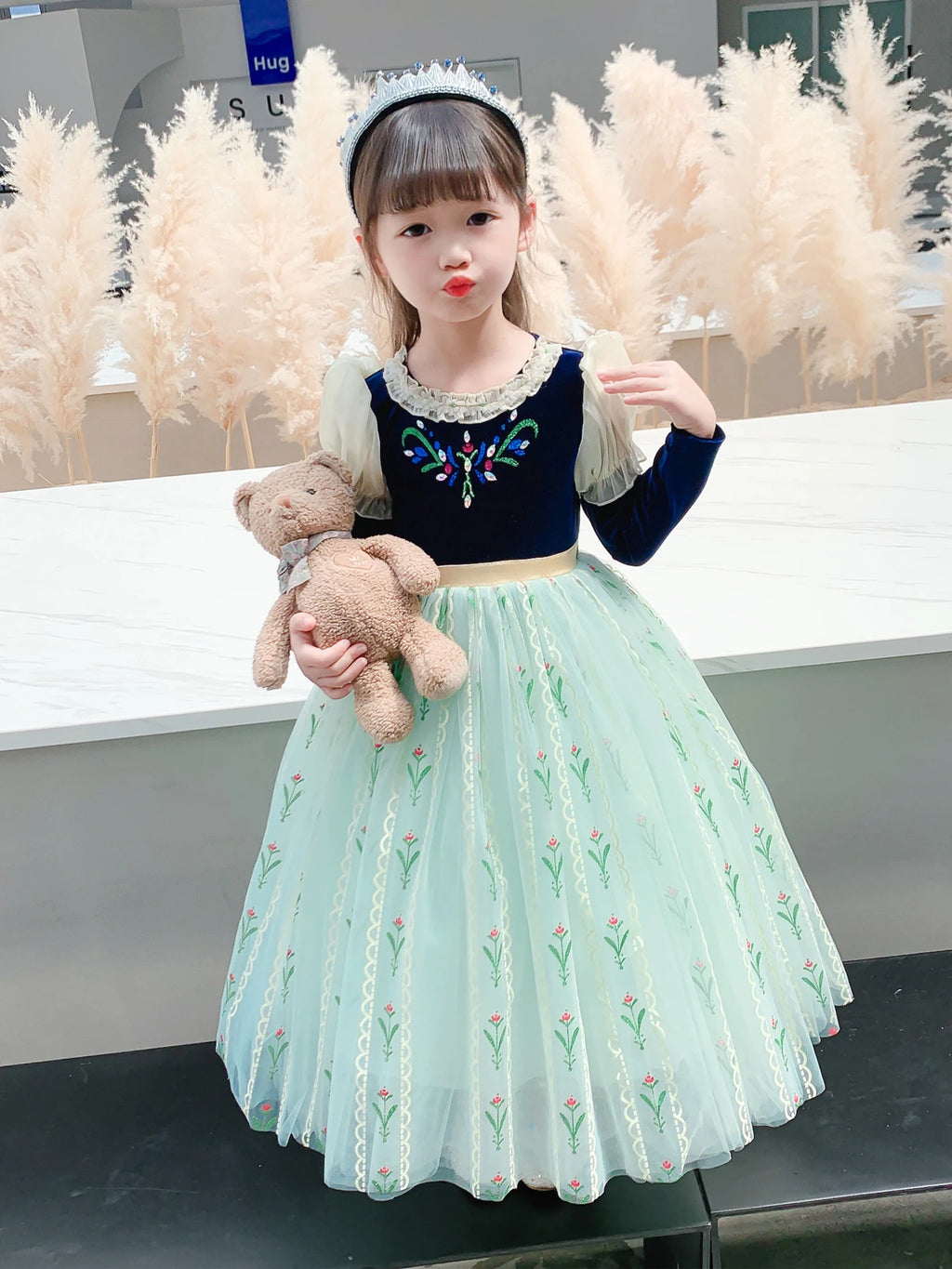 Girls’ Performance & Wedding Dress – Color Block Bow