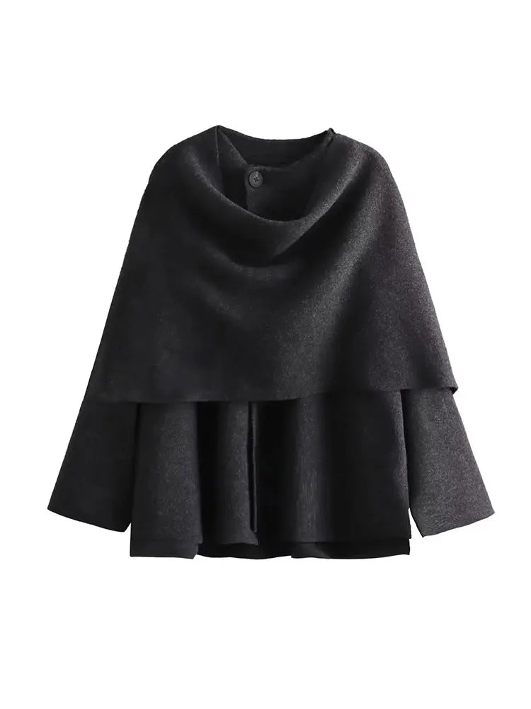 Chic & Cozy: Asymmetric Knit Scarf Coat for Women