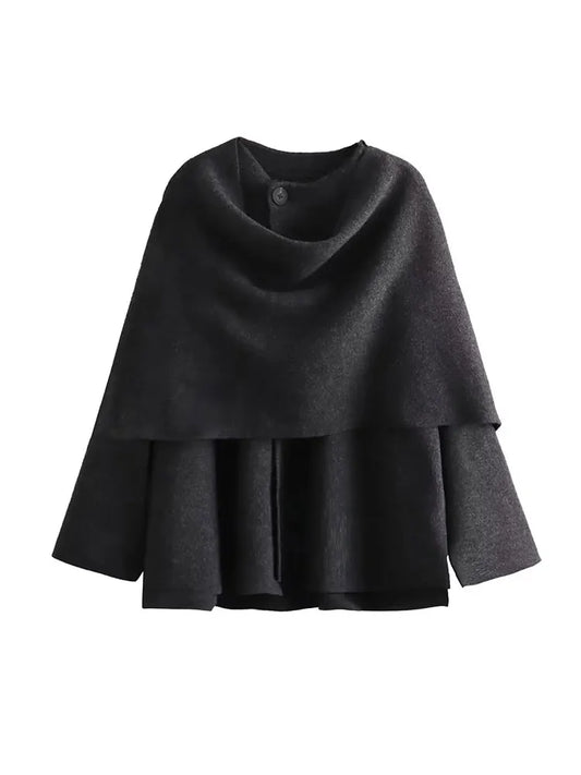 Chic & Cozy: Asymmetric Knit Scarf Coat for Women