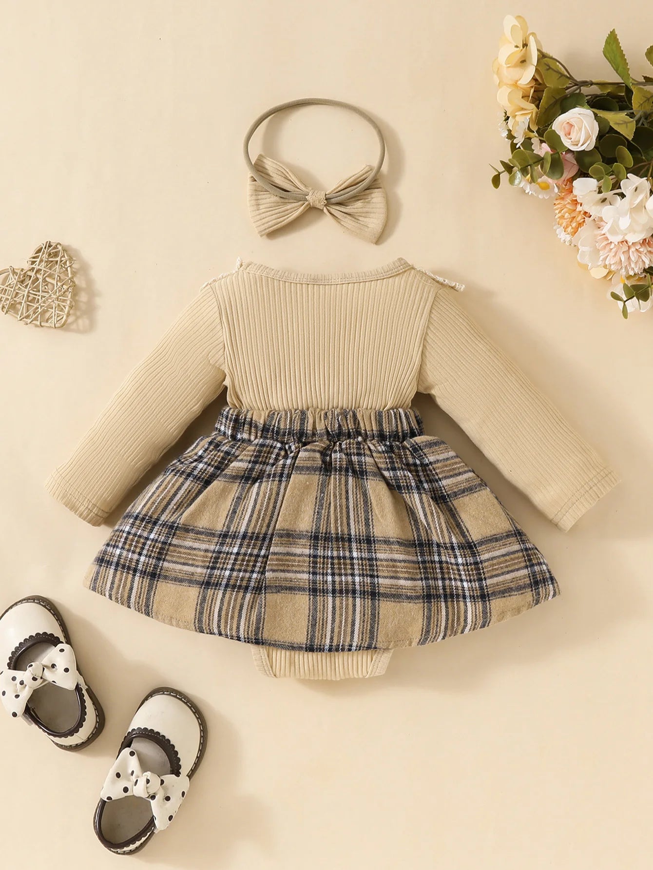 Cute Baby Girl Long Sleeve Plaid Romper