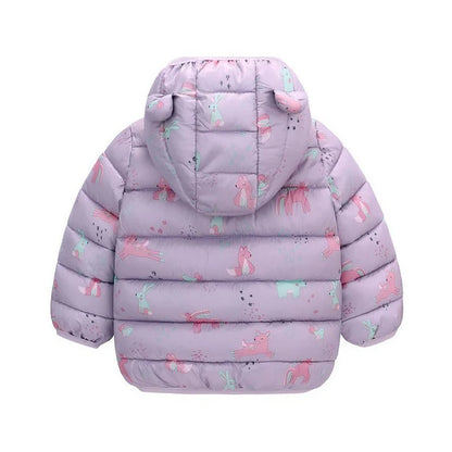 Adorable Kids' Hooded Down Jackets – Lightweight, Warm, and Dino-Fun