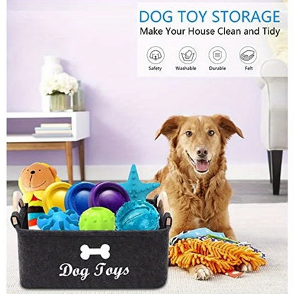 Chic Felt Pet Toy Box: Organize Toys, Blankets & More