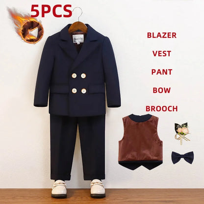 Elegant Boys’ Velvet Suit – British-Style Wedding & Party Outfit
