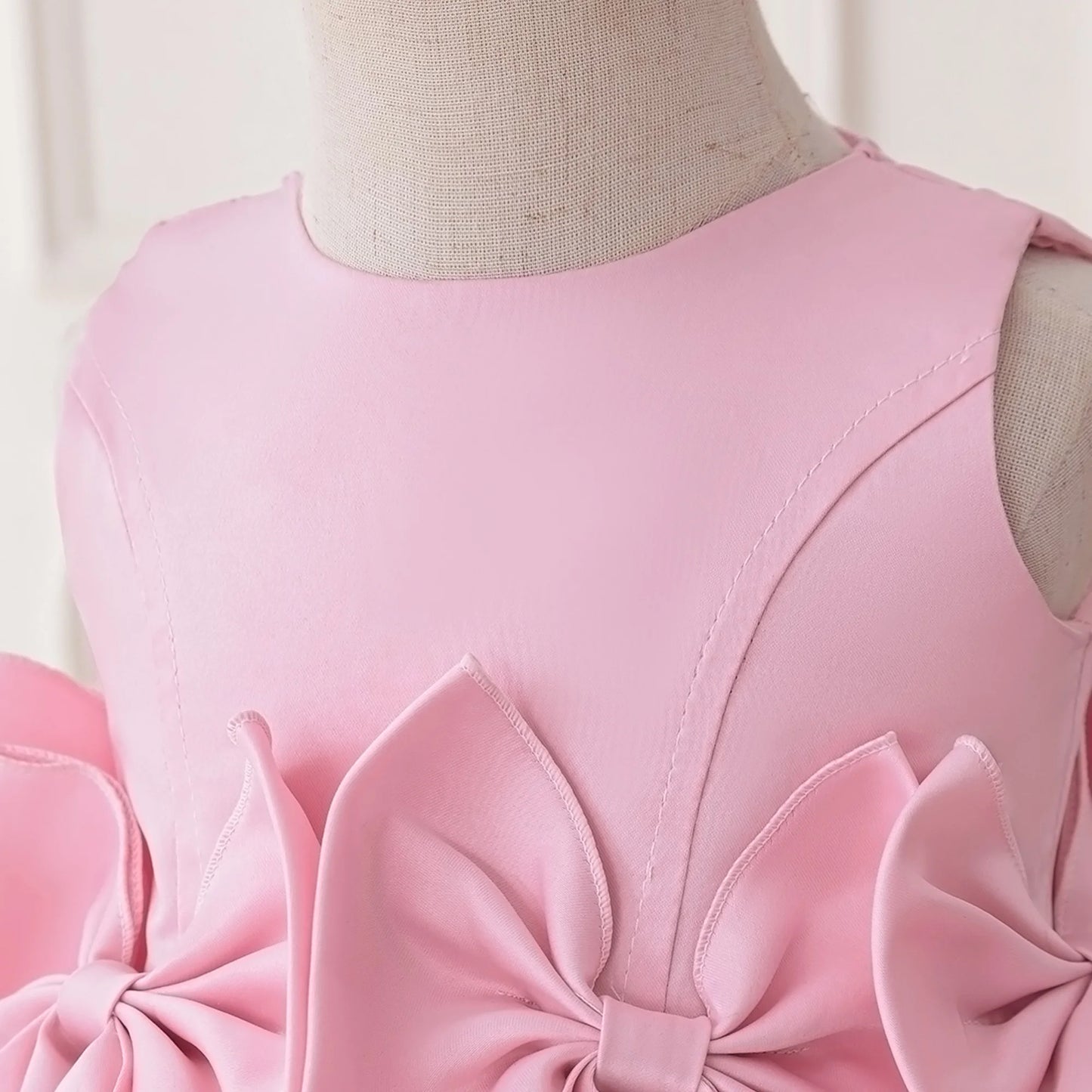 Pink Bow Baby Girl Dress – 1st Birthday & Party Outfit