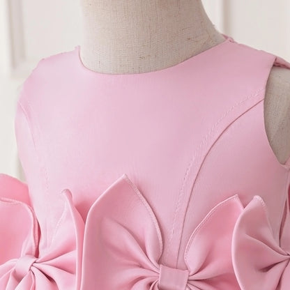 Pink Bow Baby Girl Dress – 1st Birthday & Party Outfit