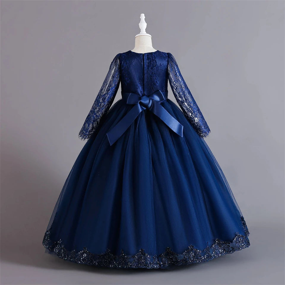 Girls Evening Dress – Lace Embroidered Party Gownn
