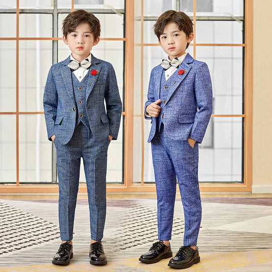 Teen Boys’ Formal Plaid Suit – Multi-Piece Elegant Outfit