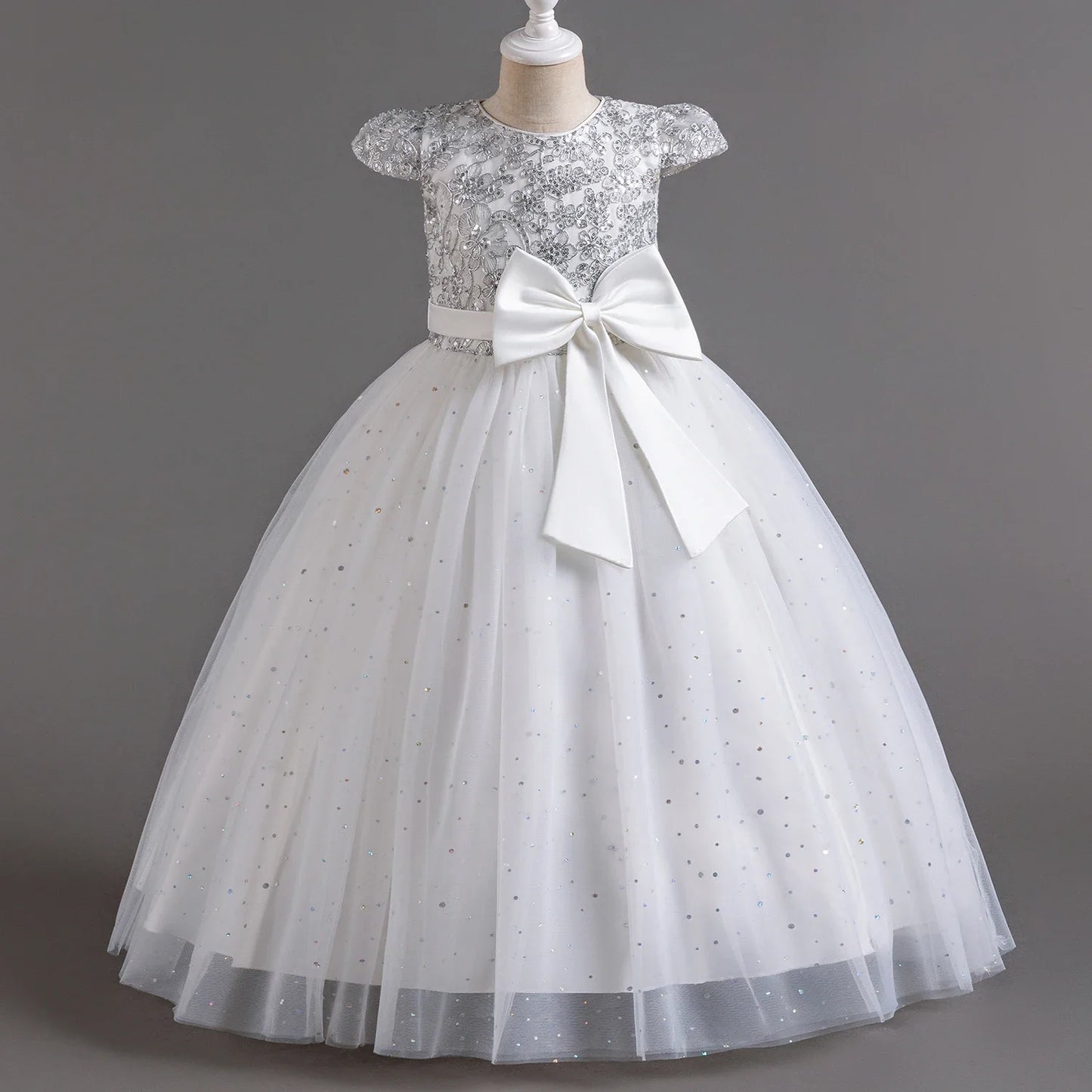 Festive Elegance – Girls’ Bow Party Dress for 3-10Y