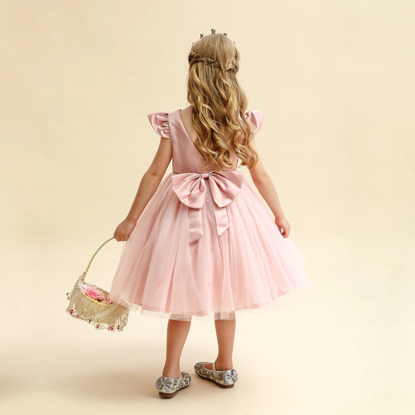 Kids Flower Girl Dress – Elegant Bow Tulle Party Wear