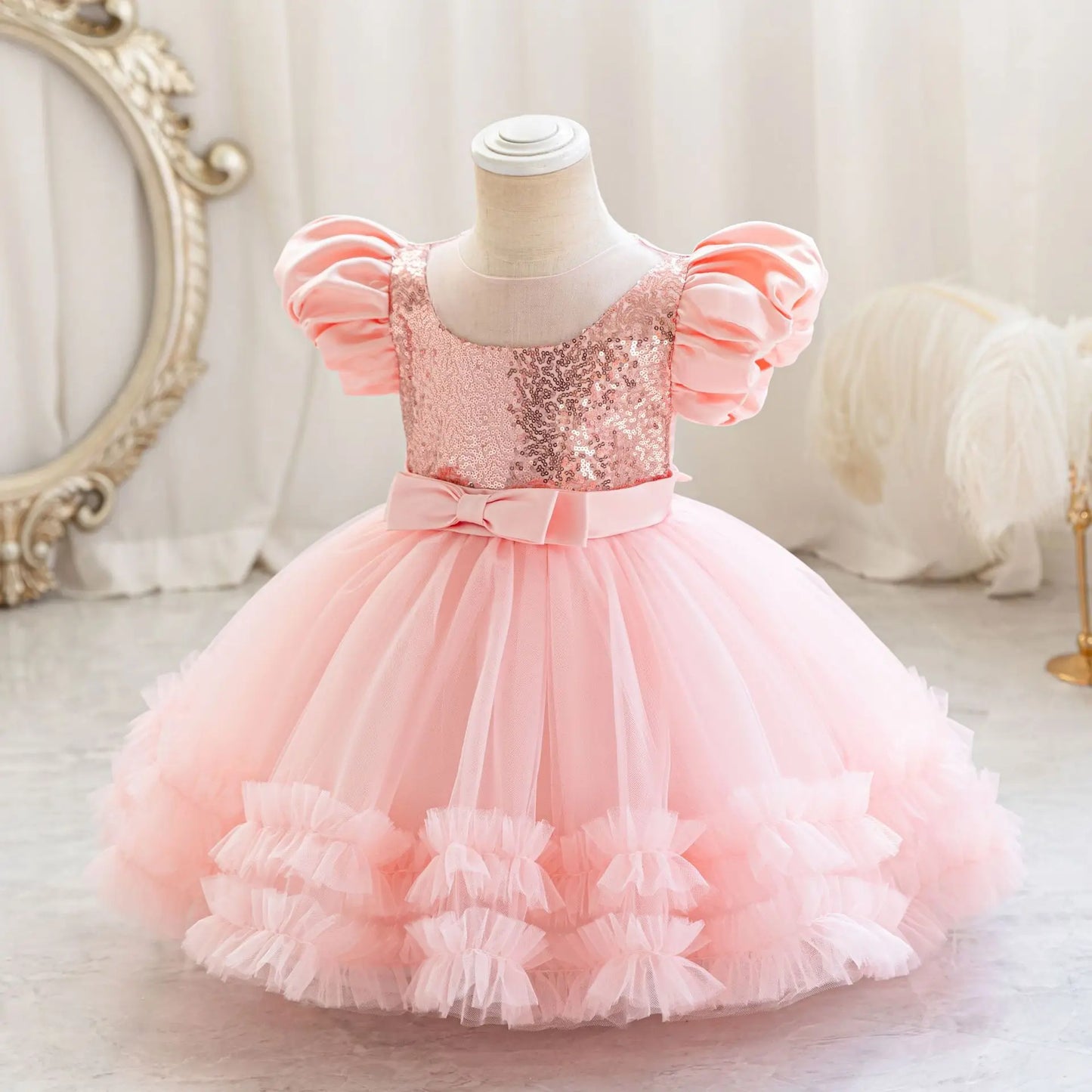 Girl Party Dress – Lace Bow Wedding Gown