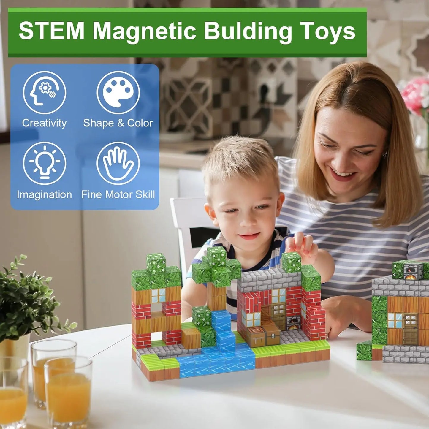 Magnetic Mine World Blocks - STEM Montessori Toy for Kids 3+