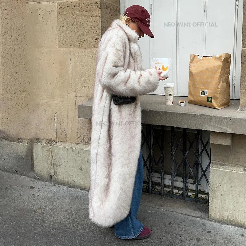Street Chic: Warm Faux Fox Fur Jacket for Winter