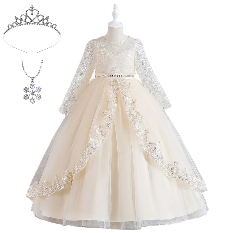 Girls Evening Dress – Lace Embroidered Party Gownn