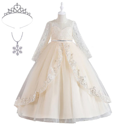 Girls Evening Dress – Lace Embroidered Party Gownn