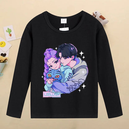 Kpop Demon Hunters Kids T-Shirt – Kawaii Cartoon Long Sleeve Top
