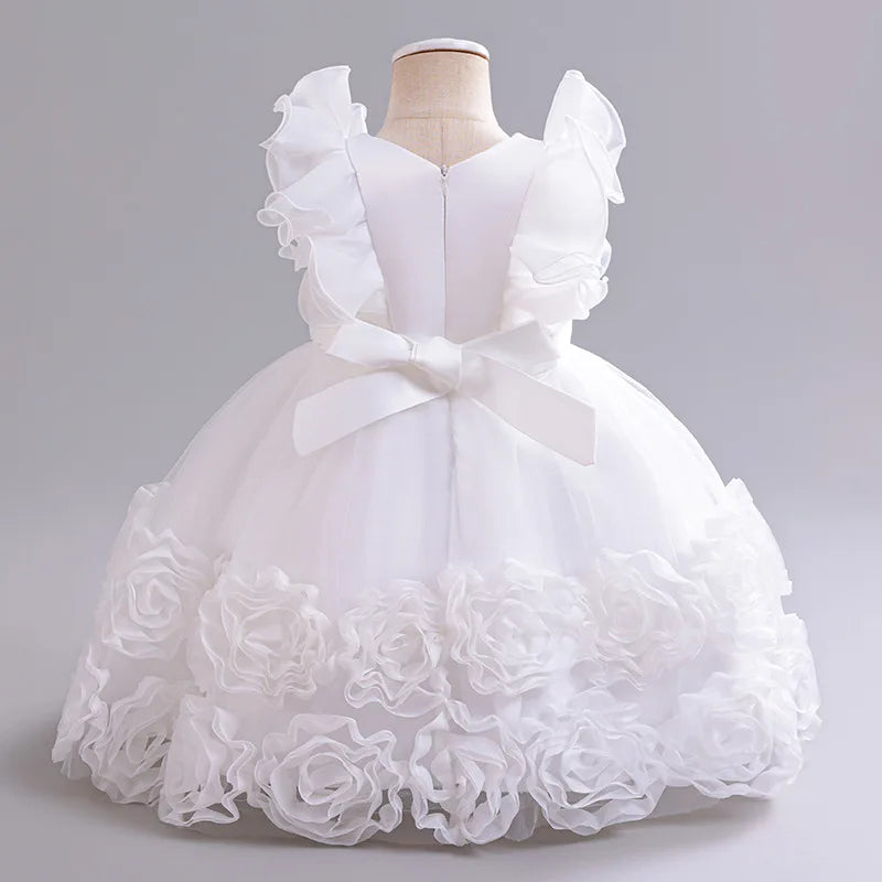 Flower Girl Party Dress with Bow & Flying Sleeves