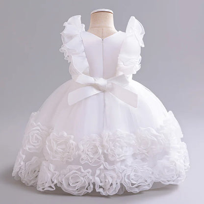 Flower Girl Party Dress with Bow & Flying Sleeves