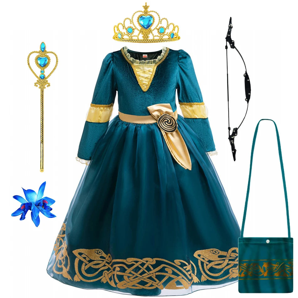 Girls’ Princess Cosplay Dress – Long Sleeve Halloween & Stage Outfit