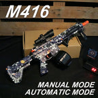Ultra Shoppings M416 Electric Ball Blaster toy gun in black, showcasing manual and automatic shooting modes for outdoor games.