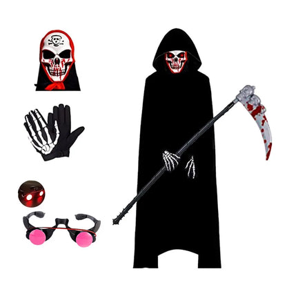 Glowing Red Eyes Grim Reaper Costume for Kids