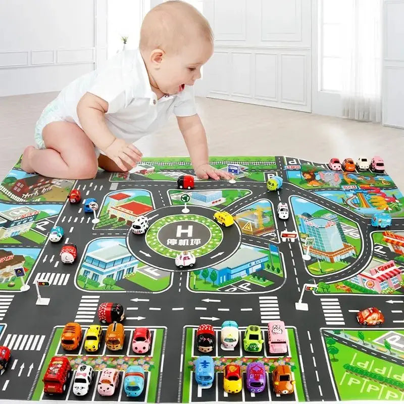 130*100CM Large Road Map Carpet – Educational Traffic Playmat for Kids