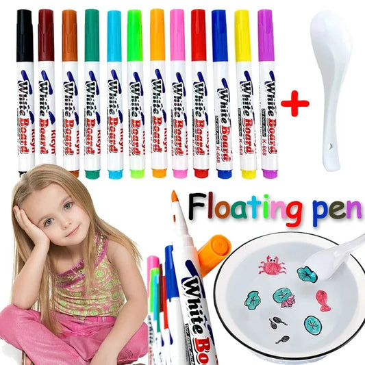 Magical Water Floating Markers – 8/12 Color Educational Painting Pens