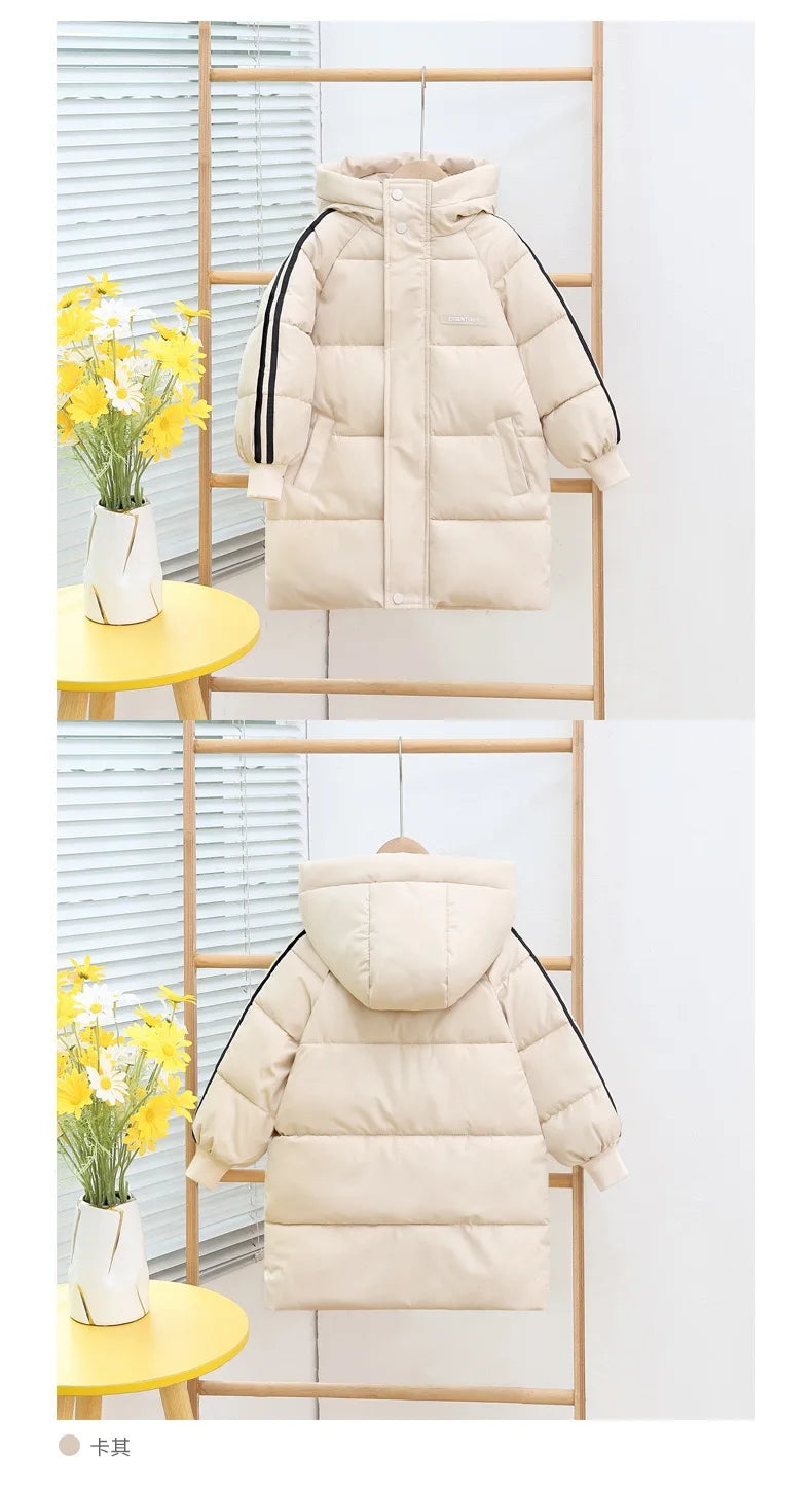 Kids' Long Cotton-Padded Jacket – Warm & Stylish