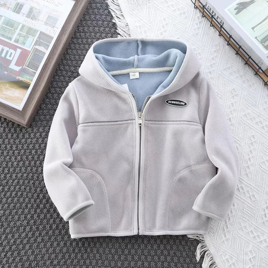 Boys’ Casual Hooded Fleece Sweatshirt – Zipper Coat for Kids