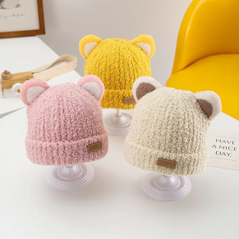 Winter Bear Hat – Windproof Knit for Kids