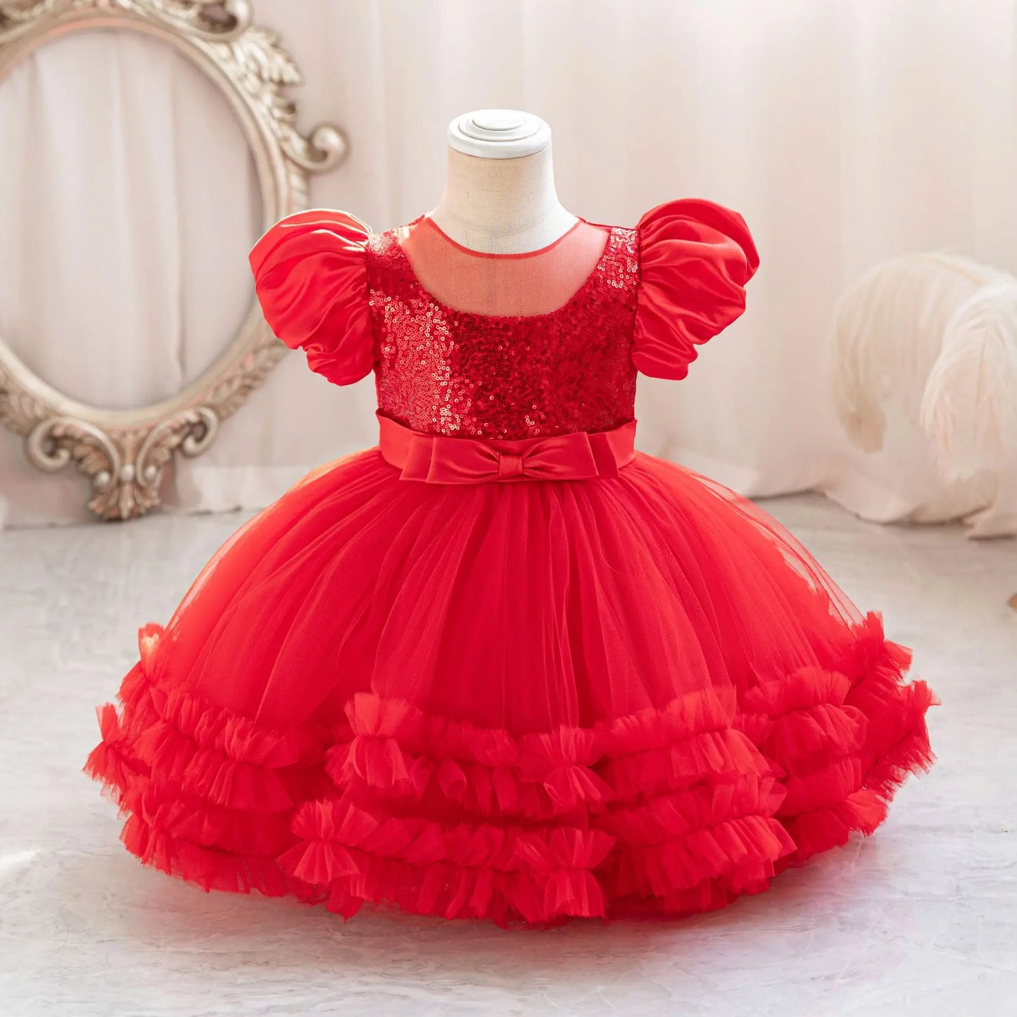 Girl Party Dress – Lace Bow Wedding Gown
