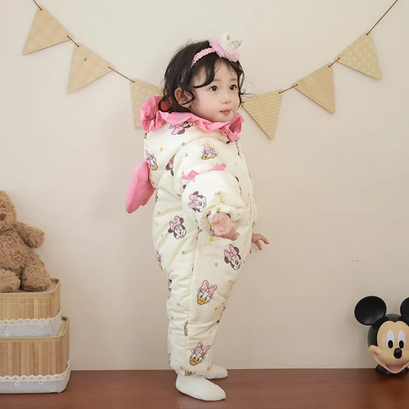 Winter Cotton Jumpsuit – Minnie Magic (0–1Y)