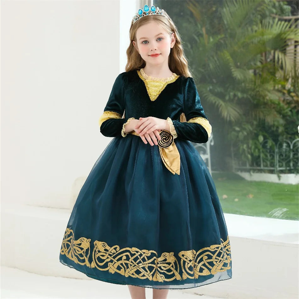 Girls’ Princess Cosplay Dress – Long Sleeve Halloween & Stage Outfit
